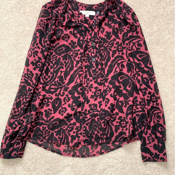 Loft size small shear pink and black blouse - Picture 1 of 1